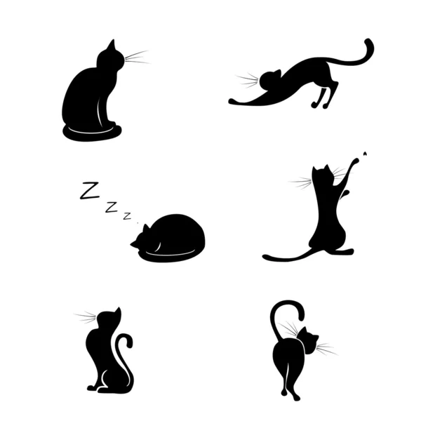 Zwarte kat silhouet collecties — Stockvector