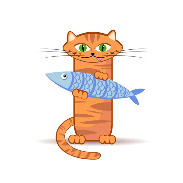 猫和鱼 — 图库矢量图片