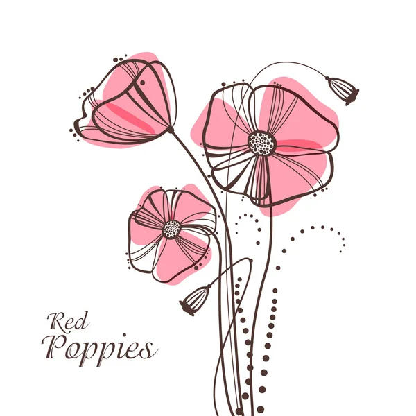 Amapolas rojas — Vector de stock