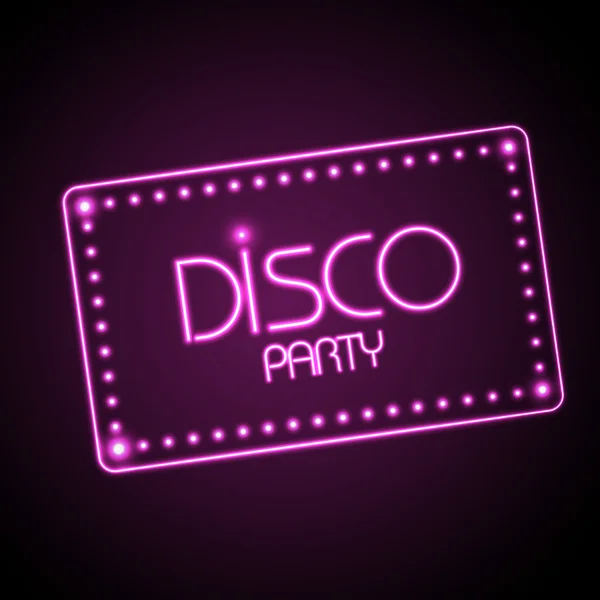 Neon sign. Disco party — Stock Vector