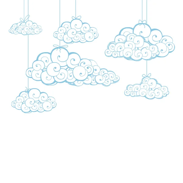 Fondo decorativo con nubes. Esbozo — Vector de stock