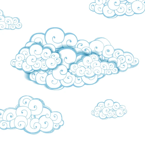 Fondo decorativo con nubes. Esbozo — Vector de stock