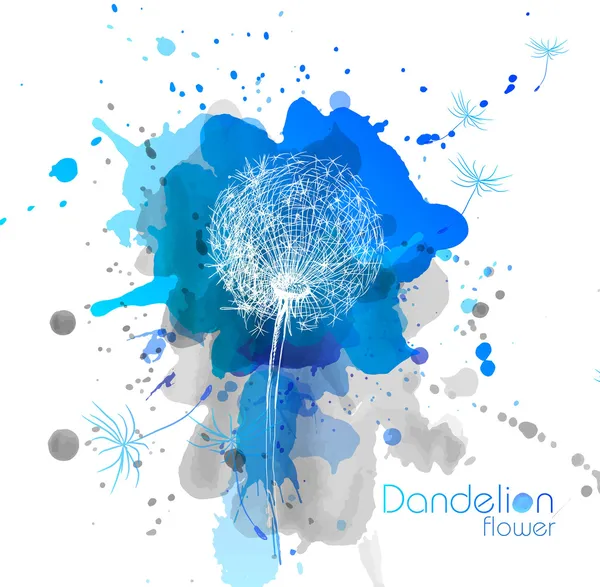 Αφηρημένη τέχνη ακουαρέλα χέρι χρώμα φόντου με λουλούδι dandel — Διανυσματικό Αρχείο