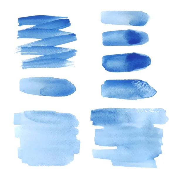 Trazos de pincel de acuarela azul brillante — Vector de stock