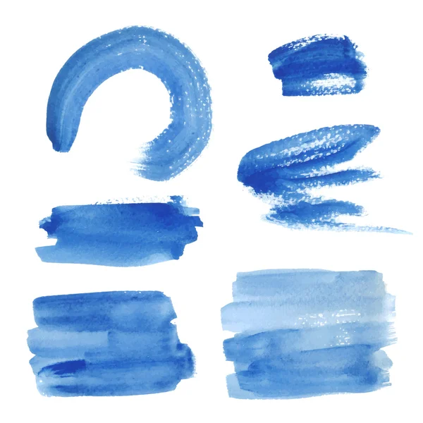 Pinceladas de aquarela azul brilhante — Vetor de Stock