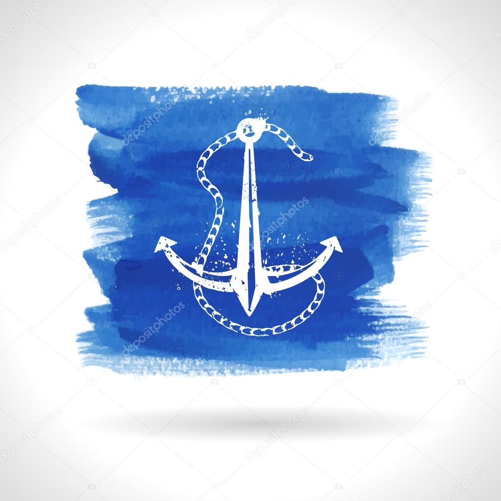 Anchor on watercolor background