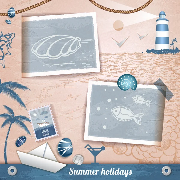 Sommer Scrapbooking Fotoalbum — Stockvektor