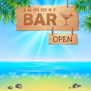 Summerl seaside view poster. Vector background. clipart