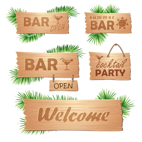 Set of wooden signboards. Summer — Stock Vector