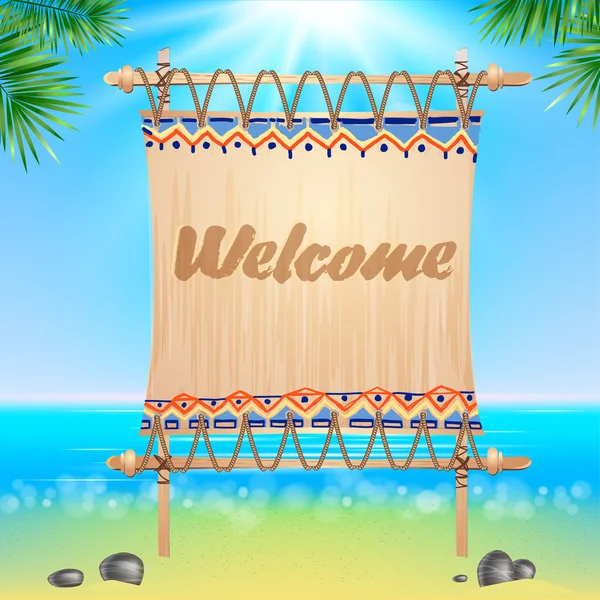 Summerl seaside view poster. Vector background. — Stock Vector