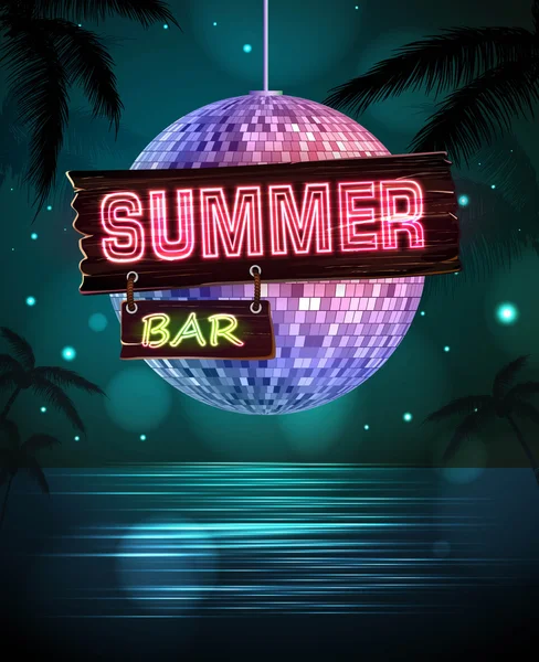 Fundo da discoteca de verão. Cartaz de disco — Vetor de Stock