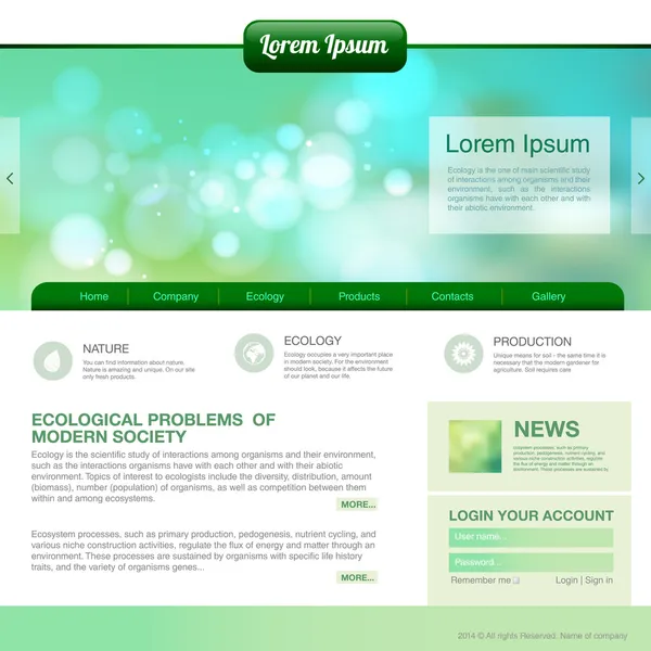 Diseño del sitio web. Fondo de ecología — Archivo Imágenes Vectoriales