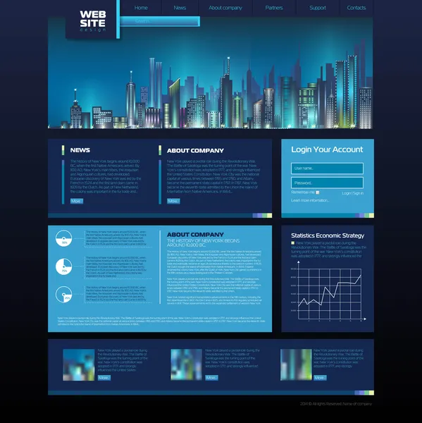 Web site design. cidade da noite —  Vetores de Stock