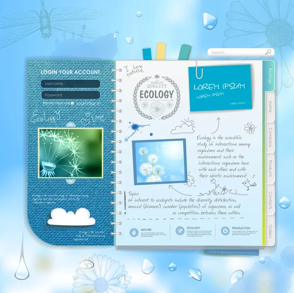 Scrapbook webbdesign. ekologi bakgrund — Stock vektor