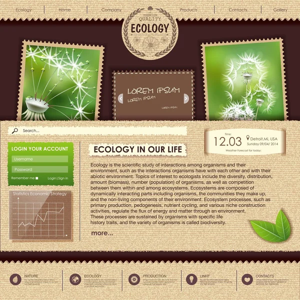 Diseño del sitio web. Fondo de ecología — Archivo Imágenes Vectoriales