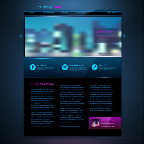 Website template design. Technology background — Stock Vector