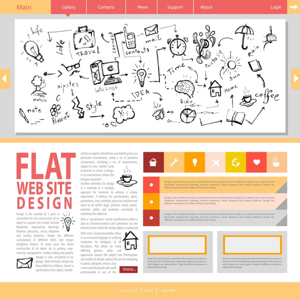 Flache Website-Gestaltung. — Stockvektor