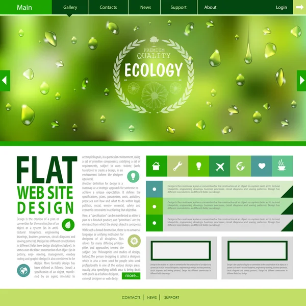 Flat web site design. Ecology background — Stock Vector