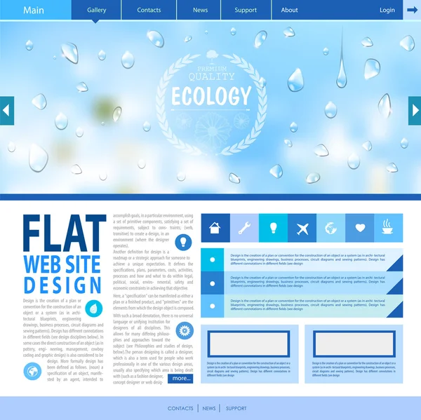 Design de web site plana. Contexto ecológico — Vetor de Stock