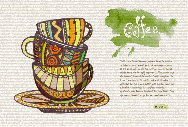 Bosquejo decorativo de taza de café — Vector de stock