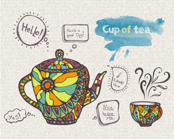 Dekorative Skizze einer Tasse Kaffee — Stockvektor