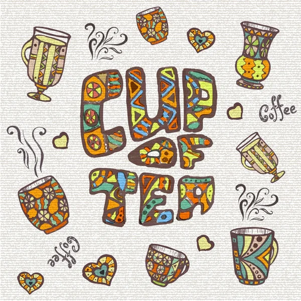 Decoratieve schets van een kop van koffie of thee — Stockvector
