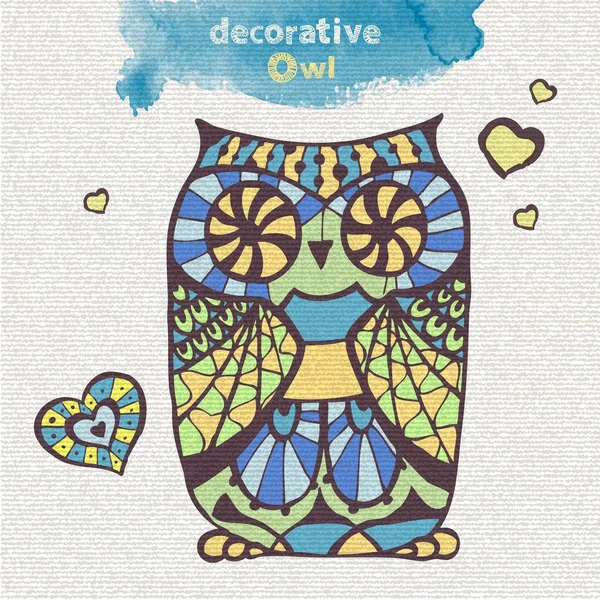 Gufo decorativo — Vettoriale Stock