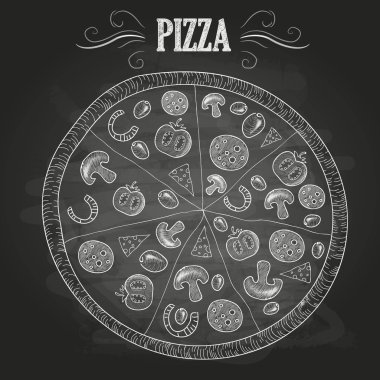 Tebeşir çizimleri. Pizza
