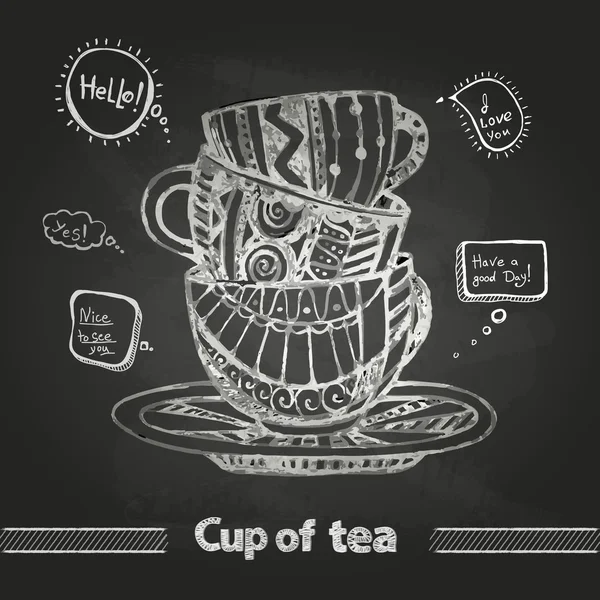 Kreidezeichnungen. dekorative Tasse Kaffee — Stockvektor