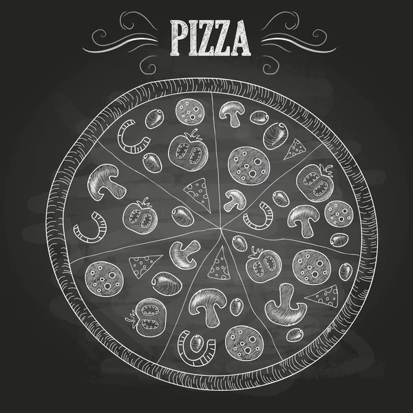 Desenhos de giz. Pizza —  Vetores de Stock