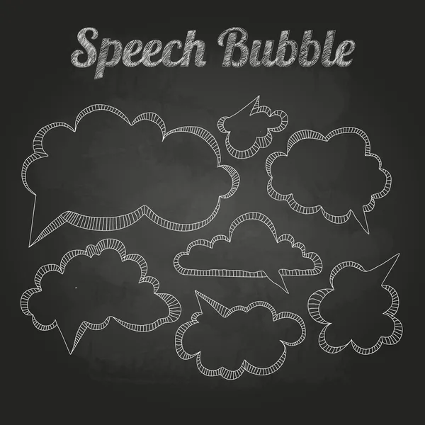 Chalk drawings. Set of speech  bubble. Cloud — Stock Vector