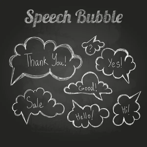 Chalk drawings. Set of speech  bubble. Cloud — Stock Vector