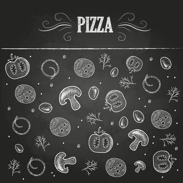 Kreidezeichnungen. Pizza — Stockvektor