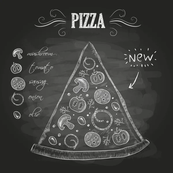 Desenhos de giz. Pizza —  Vetores de Stock