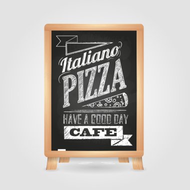 Tebeşir çizimleri. menü. Pizza. Retro tipografi.