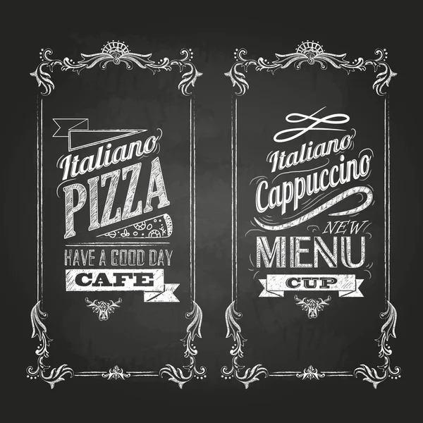 Krijt tekeningen. menu. Retro typografie — Stockvector