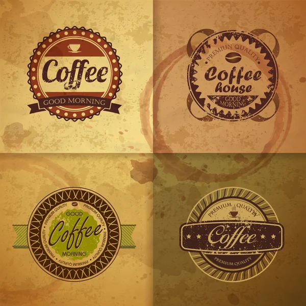 Collection of vintage Coffee Design labels — Stock Vector