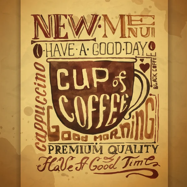 Vintage café typographie fond — Image vectorielle