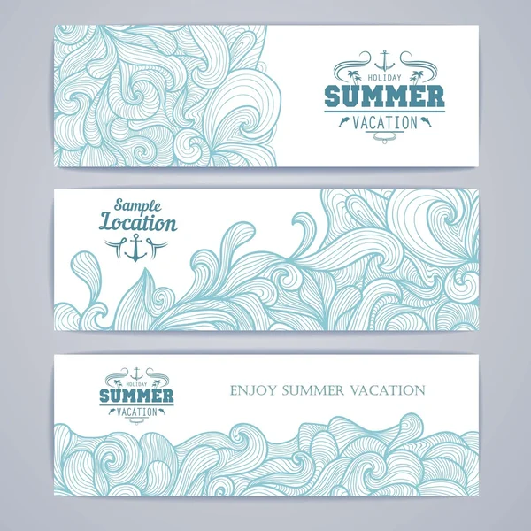Set van banners. osean zomer decoratieve achtergrond — Stockvector