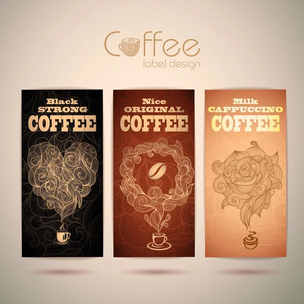 Set de etiquetas de café decorativas vintage — Vector de stock