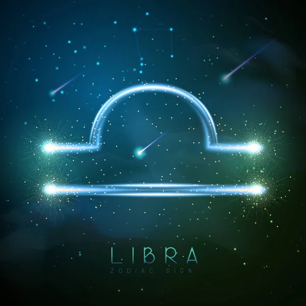 Tarjeta Brujería Mágica Moderna Con Astrología Brillante Signo Zodiacal Libra — Vector de stock