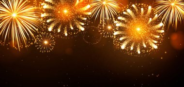 Vector bayram festivali altın havai fişek. Bağımsızlık Günü, Noel, Yeni Yıl Partisi