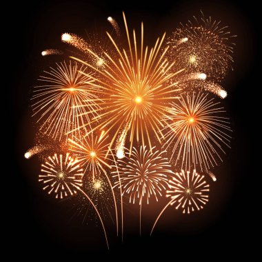 Vector bayram festivali altın havai fişek. Bağımsızlık Günü, Noel, Yeni Yıl Partisi
