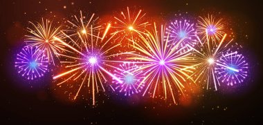 Vector bayram festivali altın havai fişek. Bağımsızlık Günü, Noel, Yeni Yıl Partisi