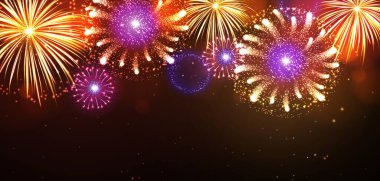 Vector bayram festivali altın havai fişek. Bağımsızlık Günü, Noel, Yeni Yıl Partisi