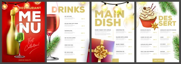 餐厅圣诞假期菜单的设计与圣诞节的失礼 矢量说明 免版税图库插图