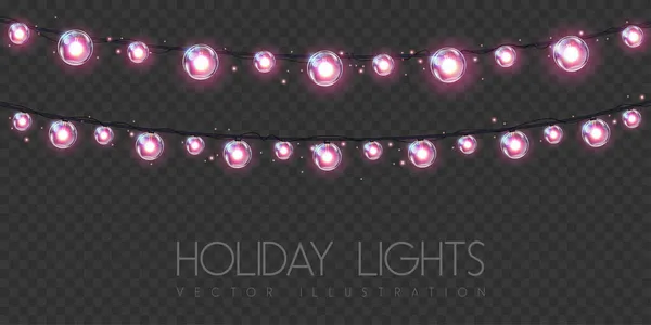 Vector Garlang Pink Lamps Transparent Background Holiday String Lights Vector — Stock Vector