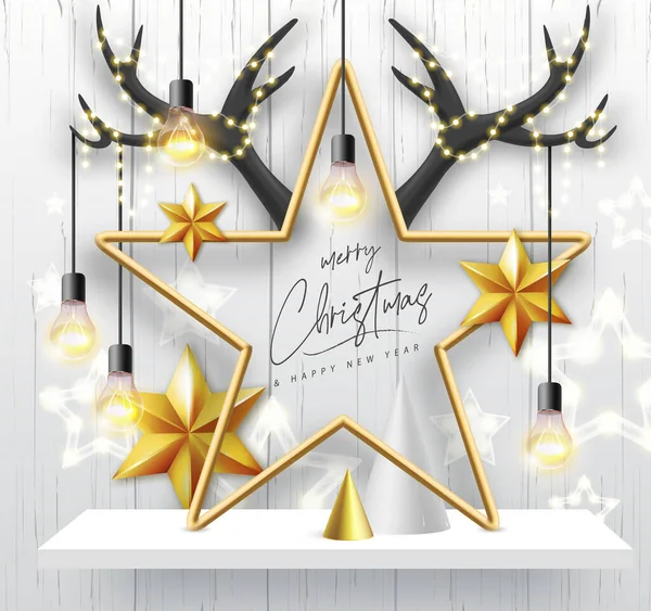 Merry Christmas Happy New Year Poster Christmas Holiday Decorations Christmas — Stockvektor