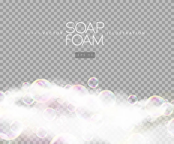 Soap Foam Soap Rainbow Bubbles Isolated Transparent Background Vector Illustration — Stock Vector