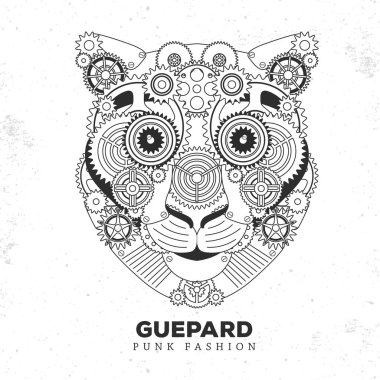 Vitesli çita suratlı siluet. Serseri tarzı. Vektör illüstrasyonu